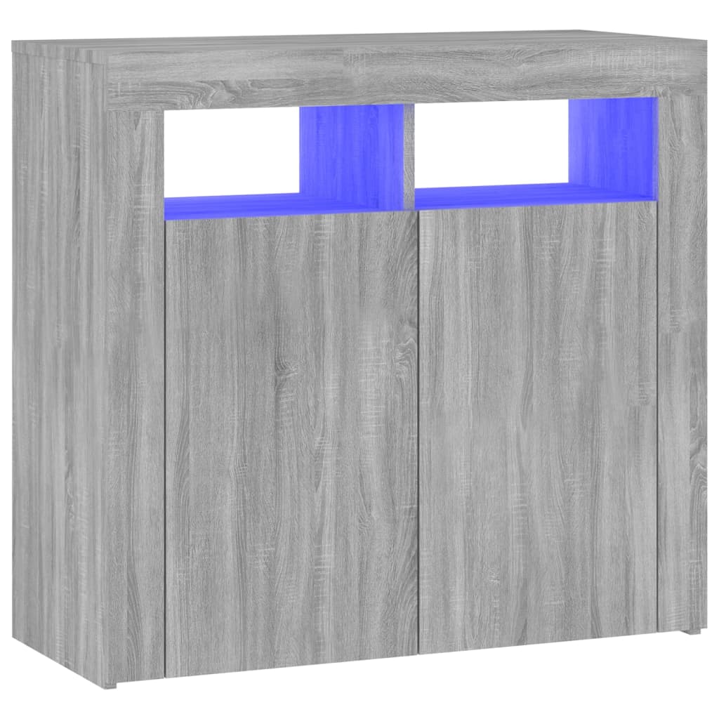 Sideboard mit LED-Beleuchtung Grau Sonoma 80x35x75 cm